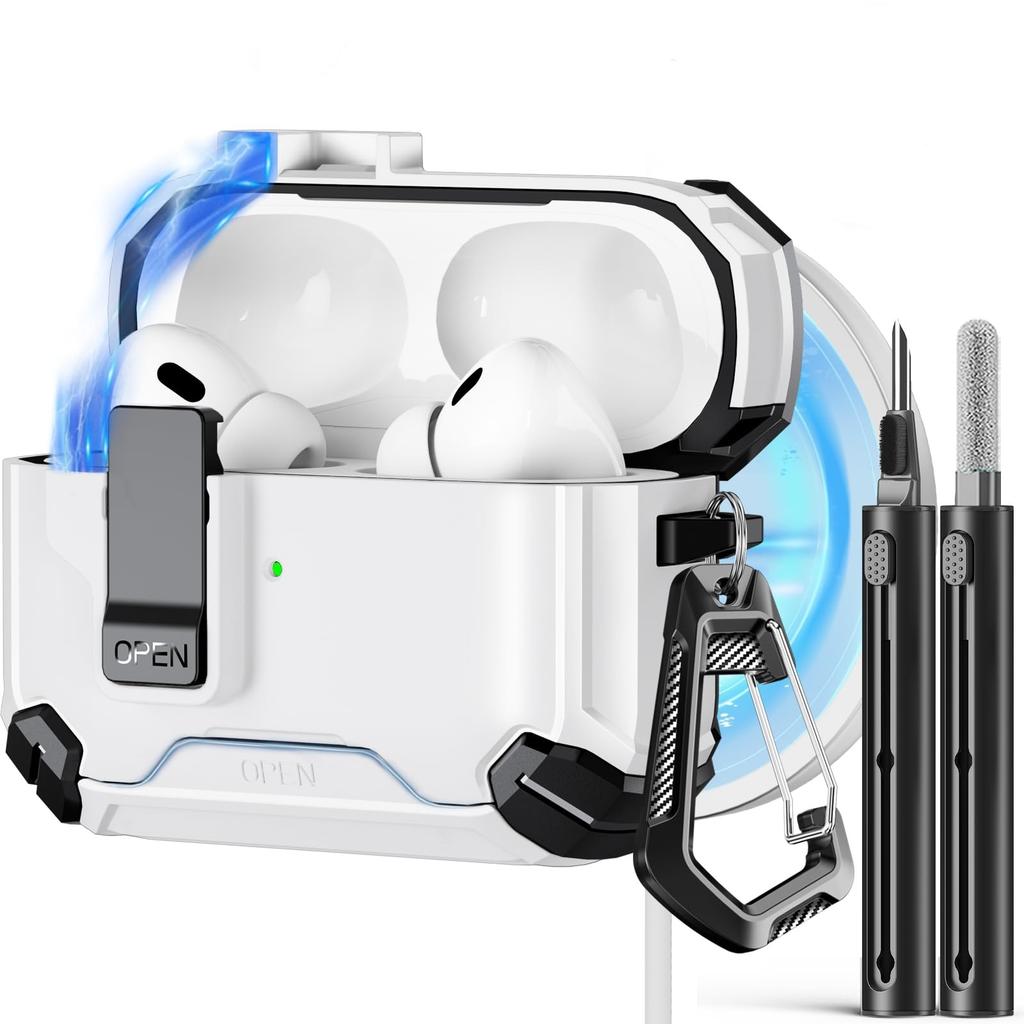 Phone Stand Case For AirPods 4 Generation Case Magnetic Automatic Lock with Cleaning Kit Shockproof Protective Case for AiPods 4