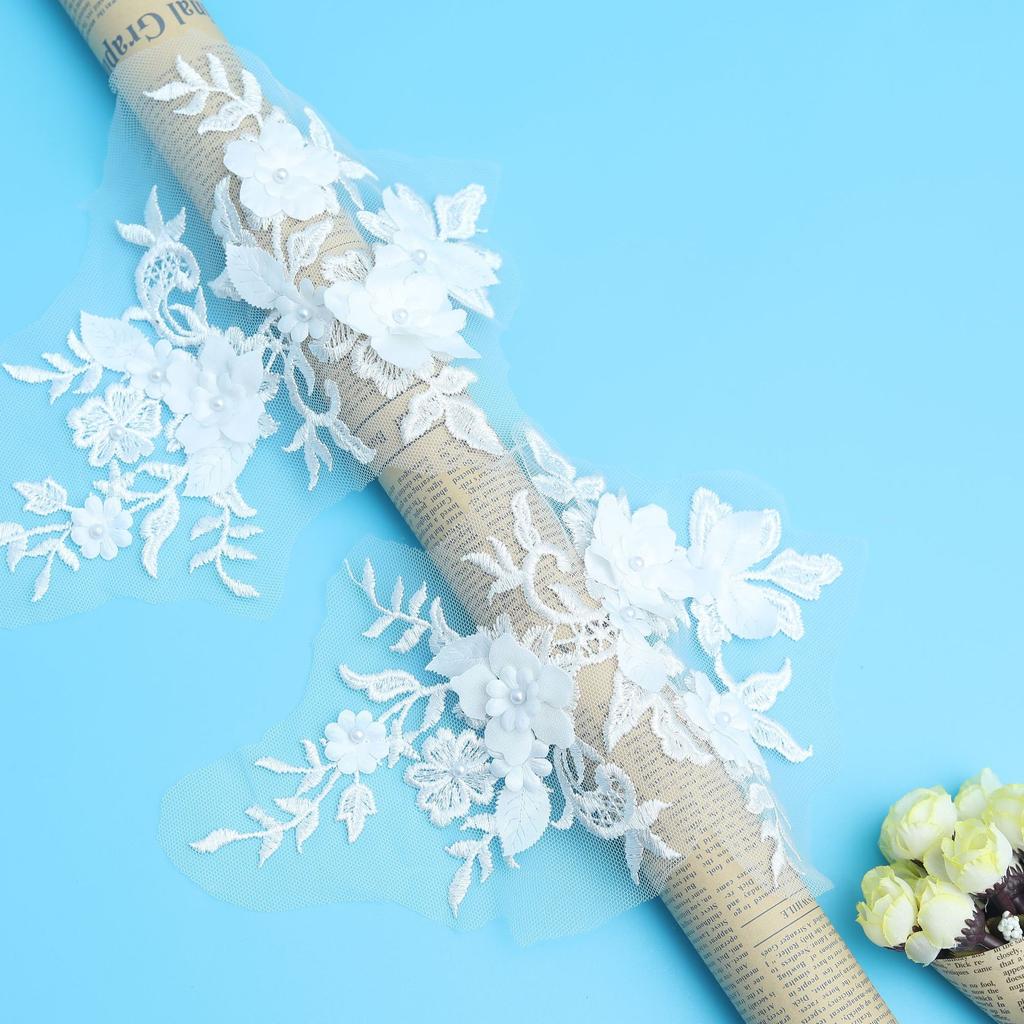 Polyester Silk Beads To Flower White Embroidery Clothing Accessories Women'S Clothing Children'S Clothing Hanfu Lolita Lace Fabric Lace