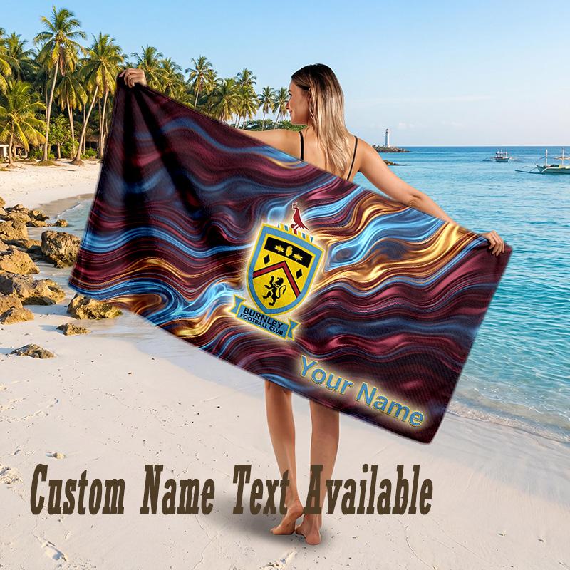 Burnley Football Design Beach Towel Custom Text Large Towel for Beach Vacation