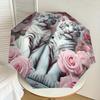 1pc White Tiger Roses Floral Artwork Umbrella with Plastic Handle,Suitable for All Seasons Home Travel Outdoor UmbrellaDD038