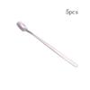 5pcs Stainless Steel Square Teaspoon Long Handle Dessert Scoops Coffee Stirring Spoons  Ice Cream