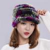 Autumn and Winter Rex Rabbit Fur Duckbill Hat with Rose Side Flower Women's Fox Fur Hat Knitted Warm Thick Fashion Hat with Brim