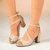 New Women's High-Heeled Sandals Fashion Fish Mouth Open-toed High-heeled Sandals Summer Thick-heel Roman Sandals Sandalias Mujer