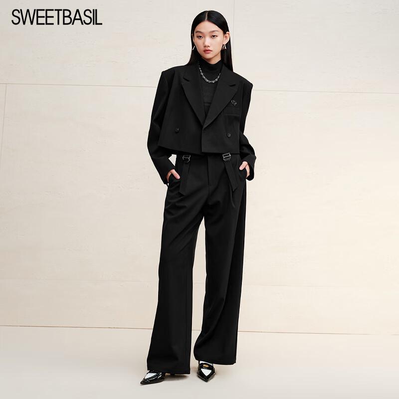 Sweet Basil Women's High-Waist Straight-Leg Casual Pants