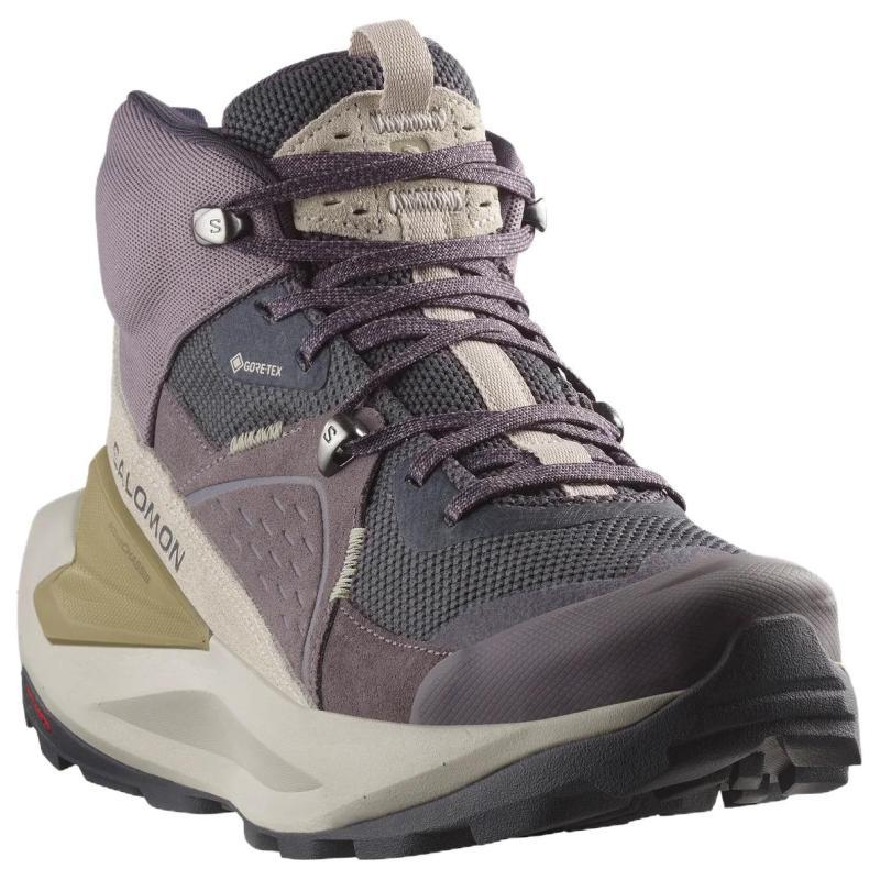 SALOMON Elixir Anti-Slip Wear-Resistant Mid-Top Trekking Shoes Women's Purple Gray Sneakers L47576800