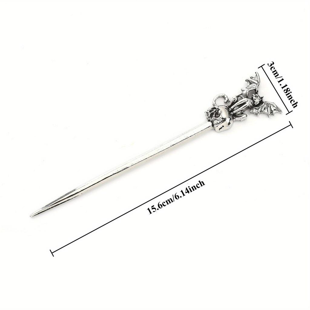 Retro Viking Witch Skull & Black Cat Sword Hairpin - Norwegian Style Party Jewelry