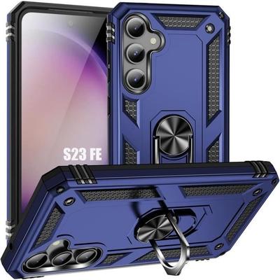 Protective Case - BOOLING - for Samsung Galaxy S23 FE - Shockproof - Back Ring Stand - Navy Blue