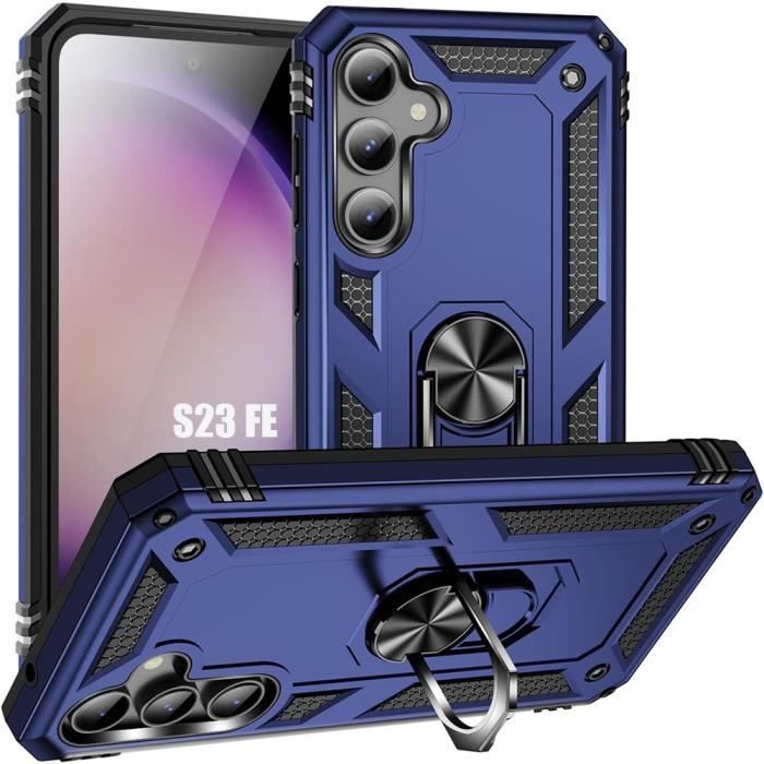 Coque de protection - BOOLING - pour Samsung Galaxy S23 FE - Antichoc - Support Anneau Arrière - Bleu Marine