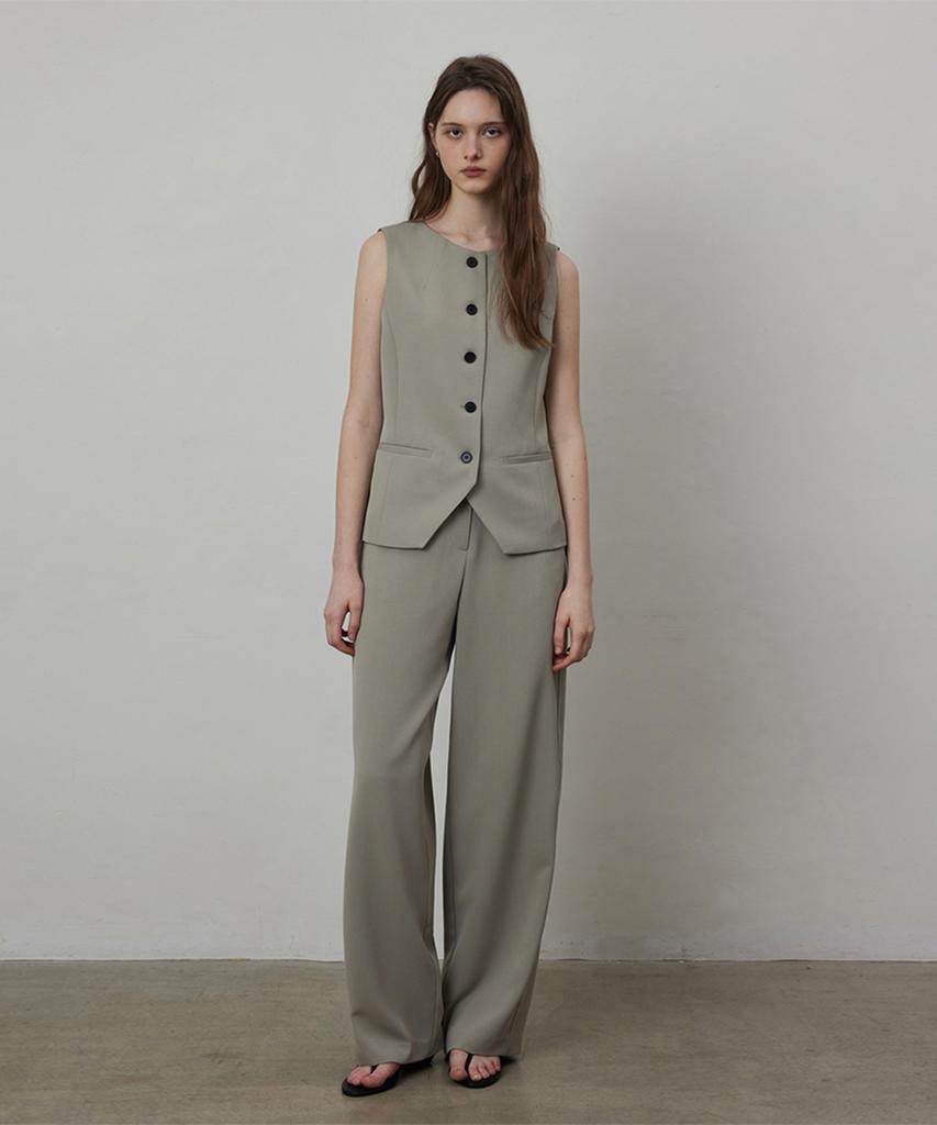 Kwinseulaebis Formal Stretch Wide-Leg Curved Slacks