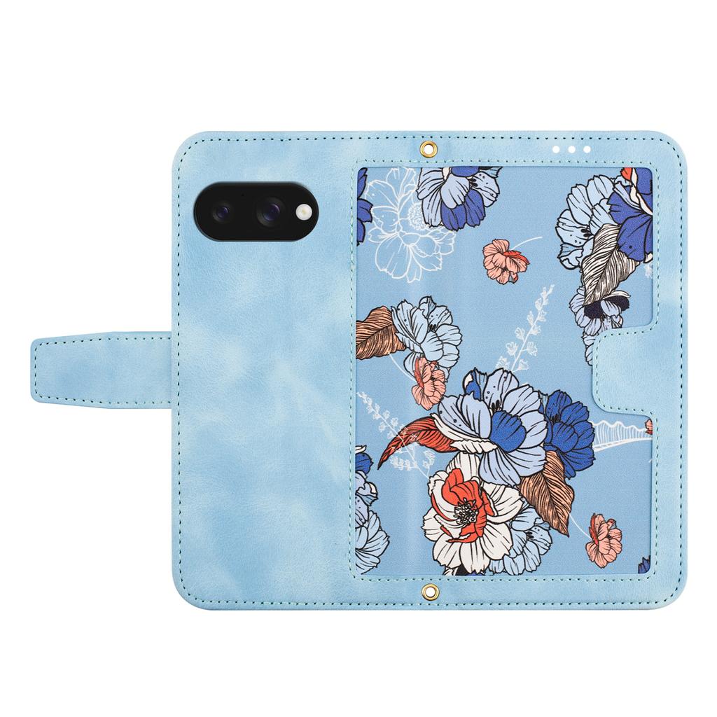 For Google Pixel 9a Case PU Leather Floral Phone Cover with Card Slots