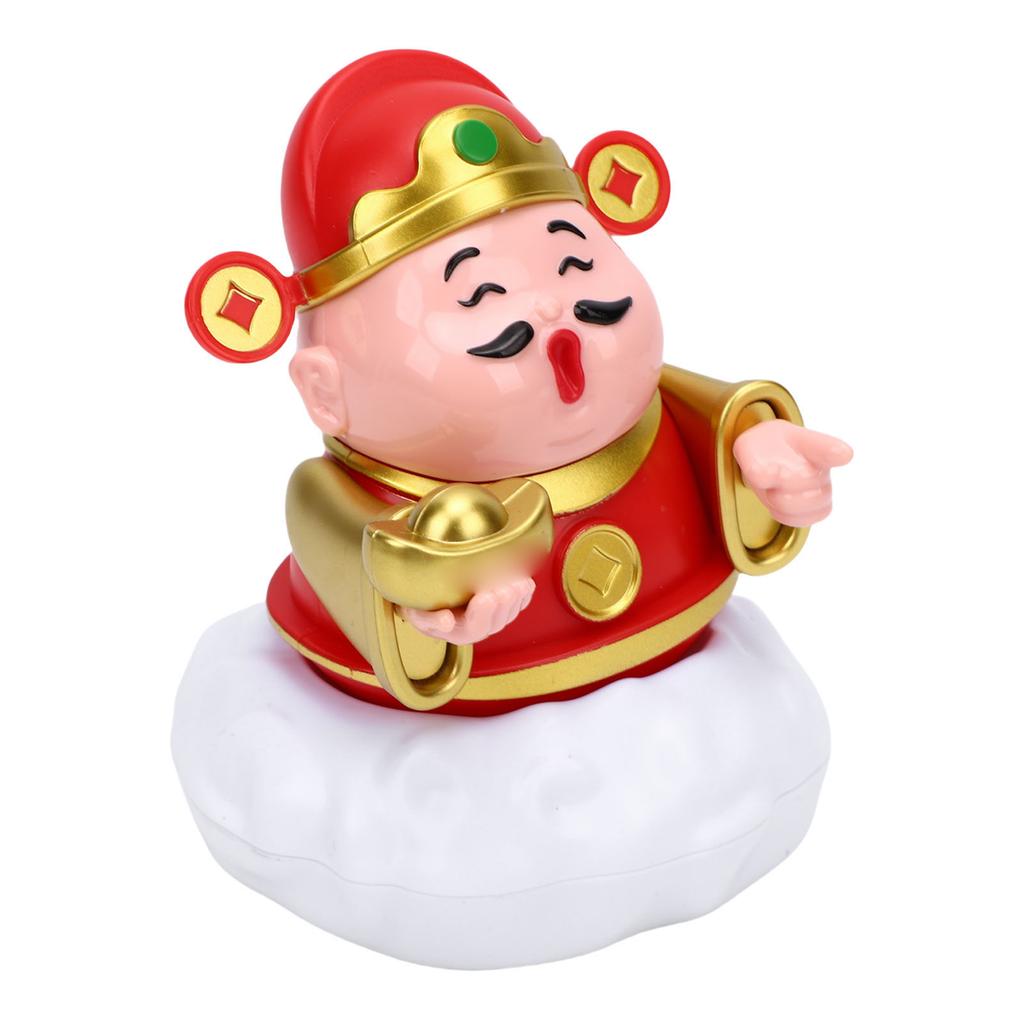 Caishen Statue Solar Powered Auto Shaking Tsai Shen Yeh Figurine Wealth Fortune Statue for Home Store   Car