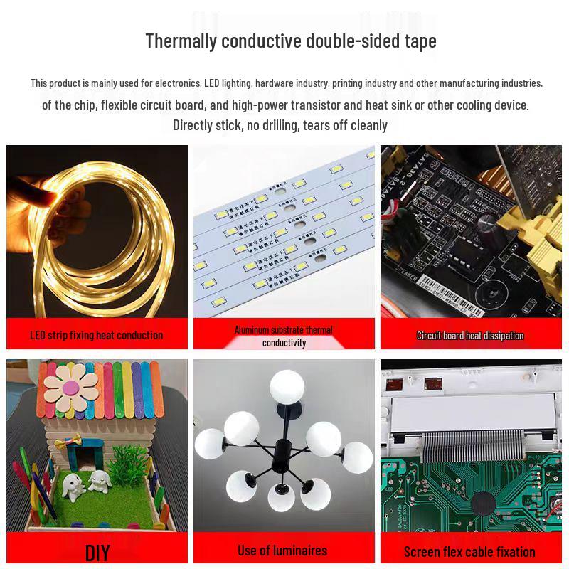 Blue Thermal Conductive Double-Sided Tape - High Temp Resistant Insulating LED Strip Light Bar Heat Dissipation