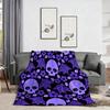 1pc Gothic Purple Pink Black Skull & Bat Wing Flannel Blanket - 280gsm Heavyweight Soft Bedspread, All-Season Beige-Friendly Bed