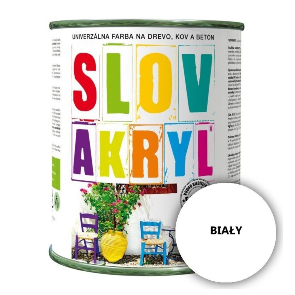 Matte Acrylic Paint for Wood, Metal and Concrete Water-based Opaque Slovakryl SLOVLAK WHITE: 0.75 L
