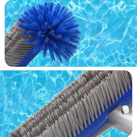 Pool Cleaning Brush Corner Cleaning Scrubber Head with Handle Wide Brush Head with Semi-spherical Bristles for Pool Wall Tile