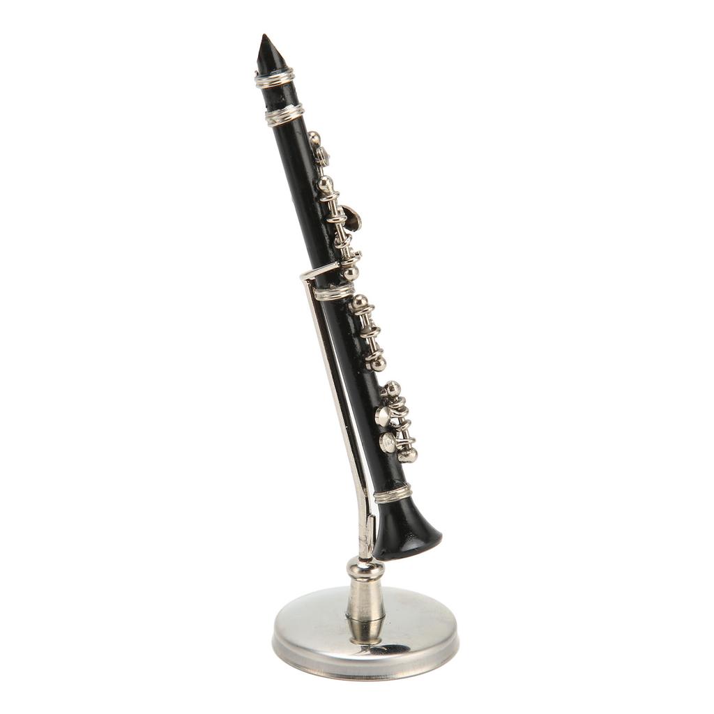 Miniature Clarinet Replica with Stand and Case Mini Musical Instrument Model Dollhouse Decoration