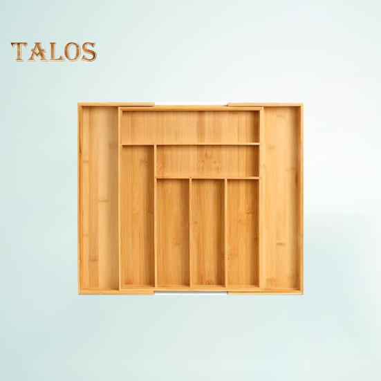 Verstellbarer Besteckkasten aus Bambus, Aufbewahrungsregal, ordentlicher, eleganter Küchenschubladen-Organizer, Wohnaccessoires