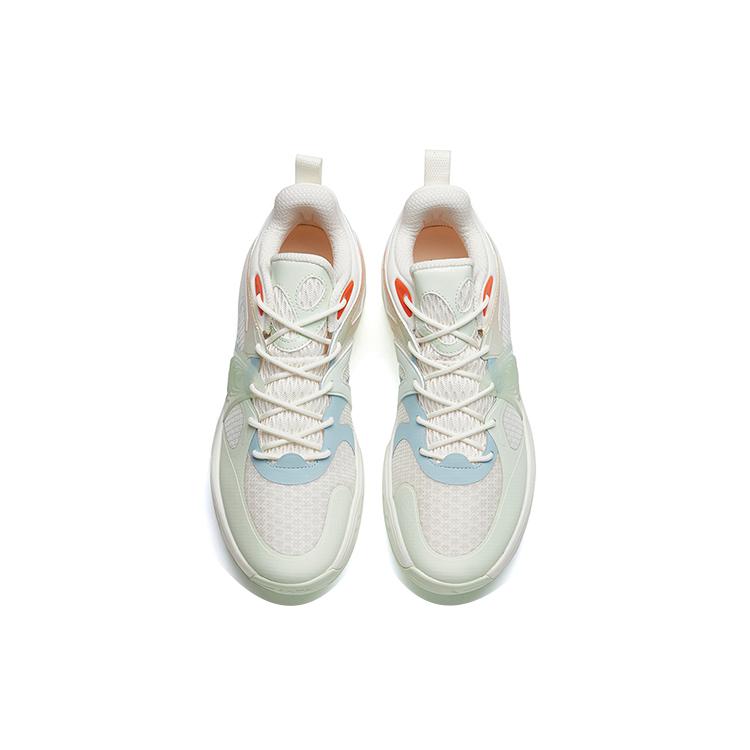 New Anta Wind Cave 3 Cushioning Anti Slip And Wear Resistant Low Top Performance Basketball Shoes White Green Orange 112231605-2