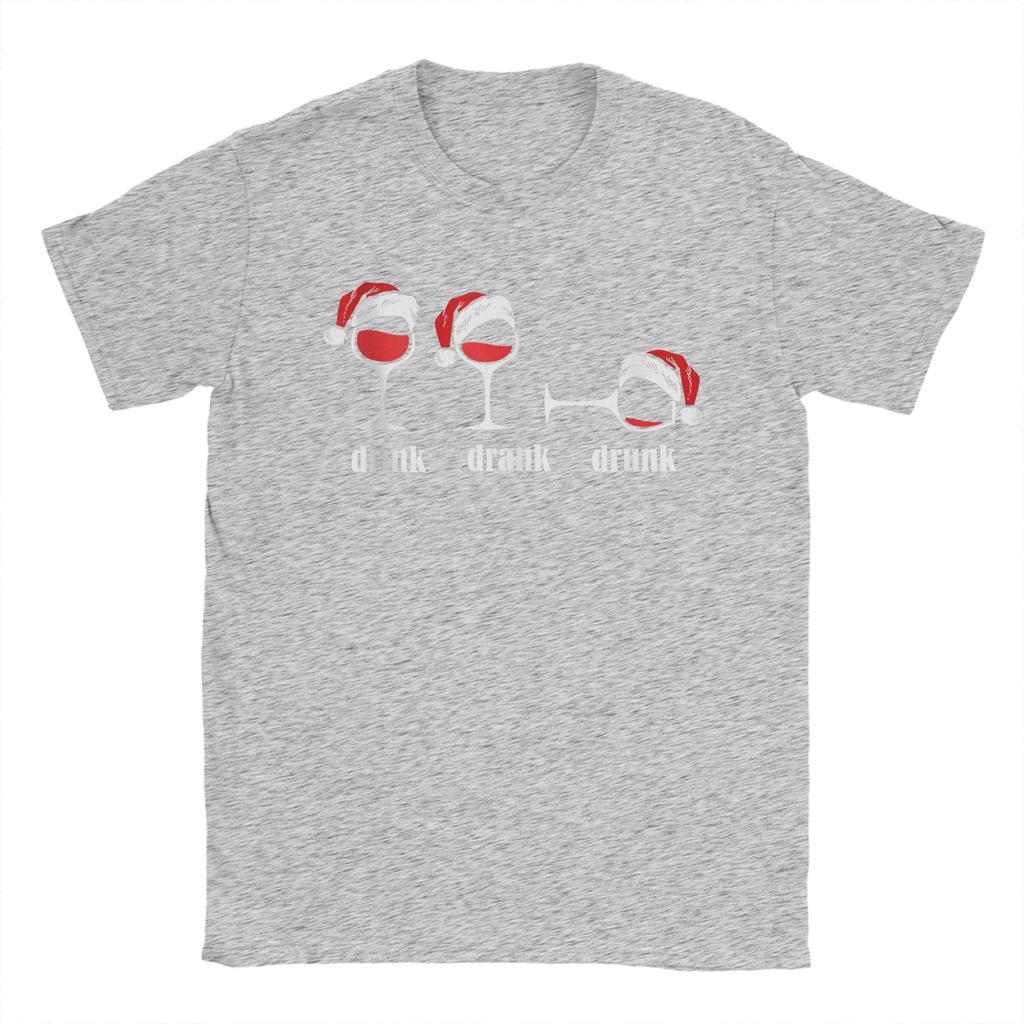 Drink Drank Drunk Weingläser Weinliebhaber Weihnachten Herren T-Shirts Neuheit T-Shirts Kurzarm O-Ausschnitt T-Shirts Baumwolle 4XL 5XL Tops