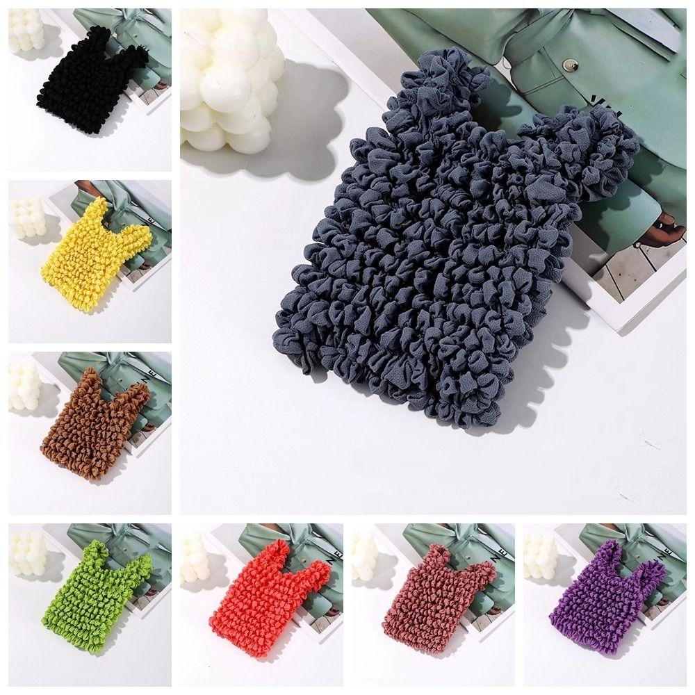 Large Capacity Pleated Flexible Handbag Shopping Bag Stretch Puff Bag Foldable Storage Bag  Travel