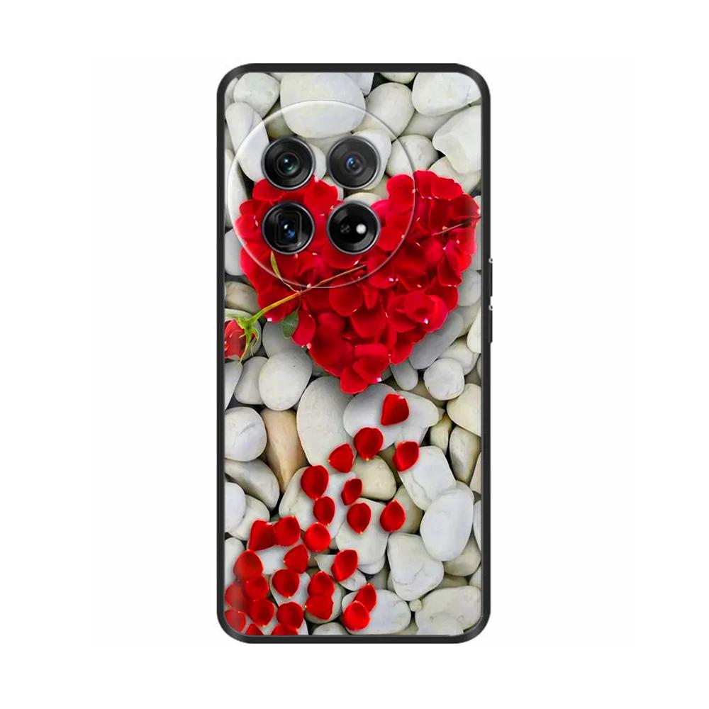 Painted Cover For OnePlus 12 Case Black Silicone Soft Luxury Phone Back Cover For One Plus 12 OnePlus12 5G Fundas Cases Hoesje