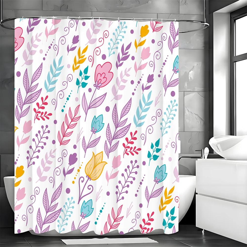 

Colorful Line Shower Curtain With Leaves,Bathroom Decorative Shower Curtain,Waterproof Shower Curtain With Hooks W60H190(CM)-1 Pcs