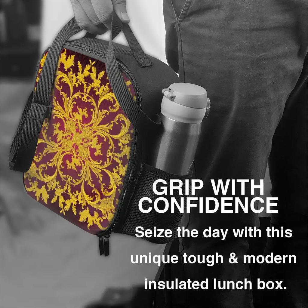 Custom Rococo Kaleidoscopic Floral Lunch Bag Men Women Thermal Cooler Insulated Lunch Box for Children School