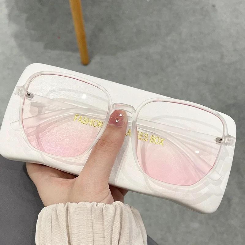 New Pink Gradient Myopia Glasses Men Women's Trendy Anti-blue Light Eyeglasses Minus Diopter Short Sighted Eyewear for Ladies