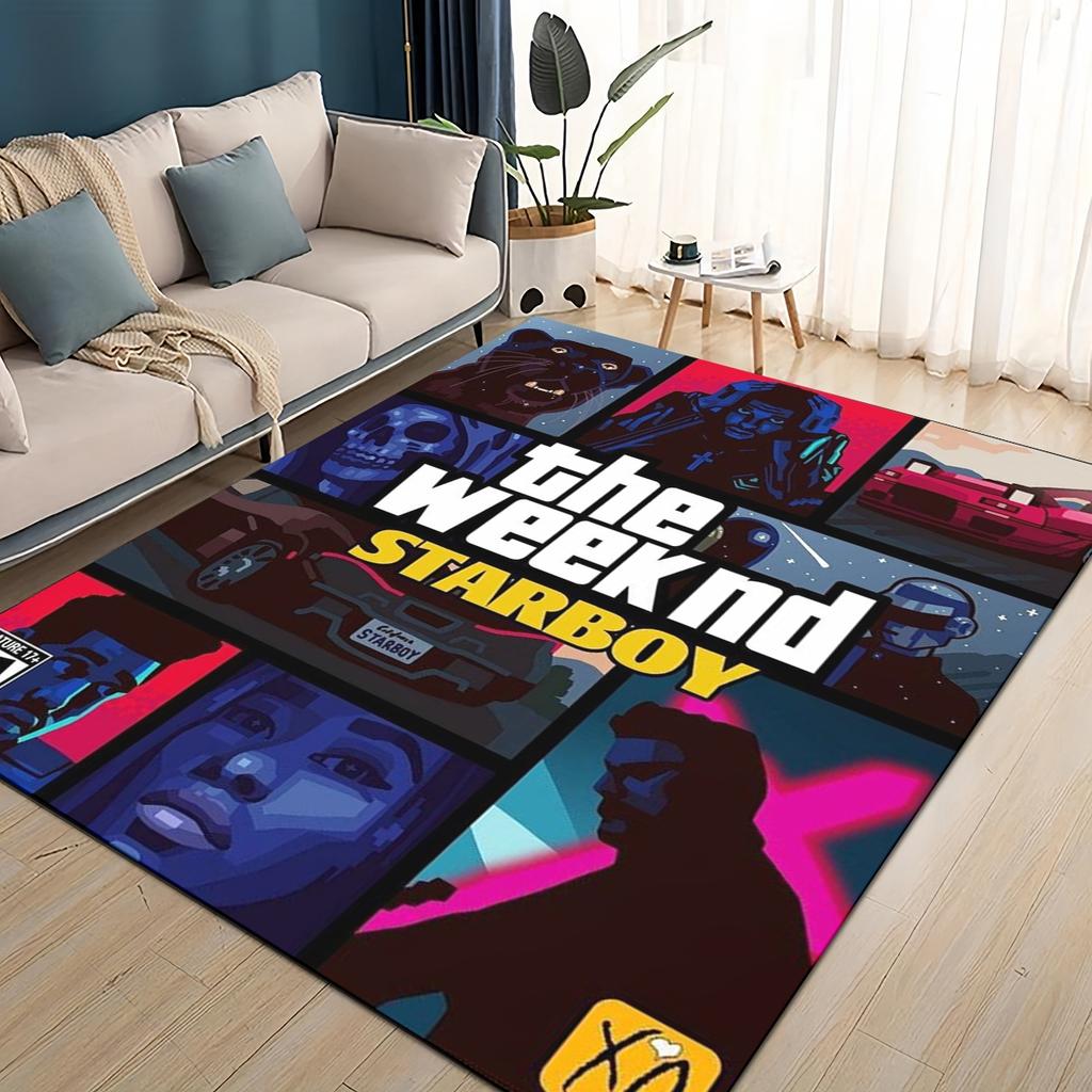 3D The Weeknd X.O R&B Singer Carpet Rug for Living Room Bedroom Home Sofa Decoration,kids Play Non-slip Floor Mat Christmas Gift