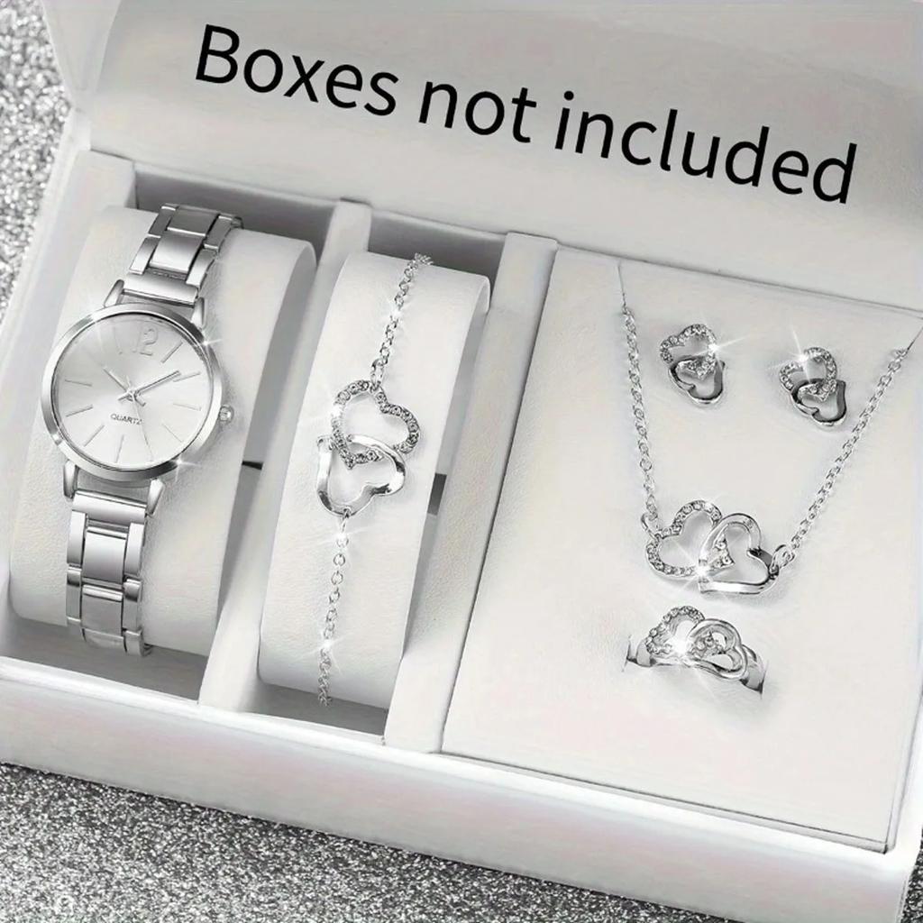 1set-Fashion Promise: Ladies' Gold Strap Quartz Watch Jewelry Set Meets Elegant Time (No Box)