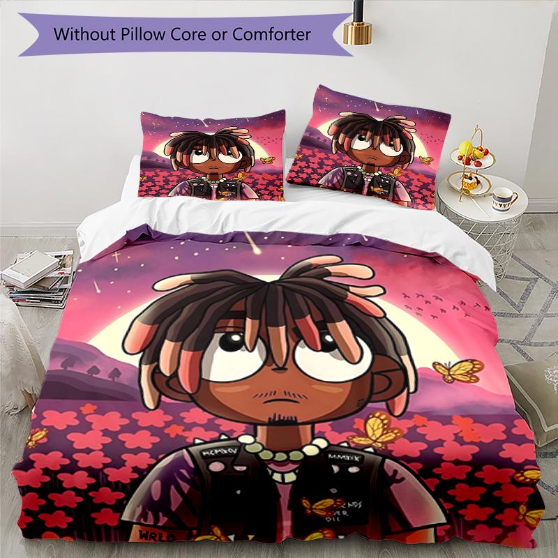 3pcs Juice WRLD Bedding Set Duvet Cover Closure Includes 1 Duvet Cover & 2 Pillowcases, Soft and Comfortable for All Seasons.