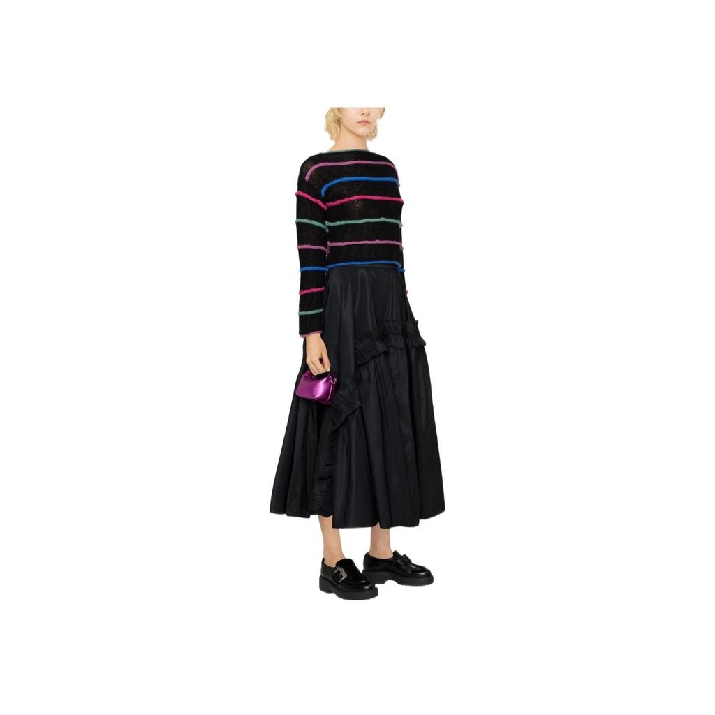 Emporio Armani Ss23 Striped Crew Neck Pullover Sweater Women sweater Black 6L2MXA-2M52Z-F061
