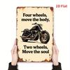 2D Flat, 1pc Vintage Motorcycle Metal Wall Art Sign "Two Wheels Move The Soul" - Rustic Iron Biker Decor for Home, Office Decor