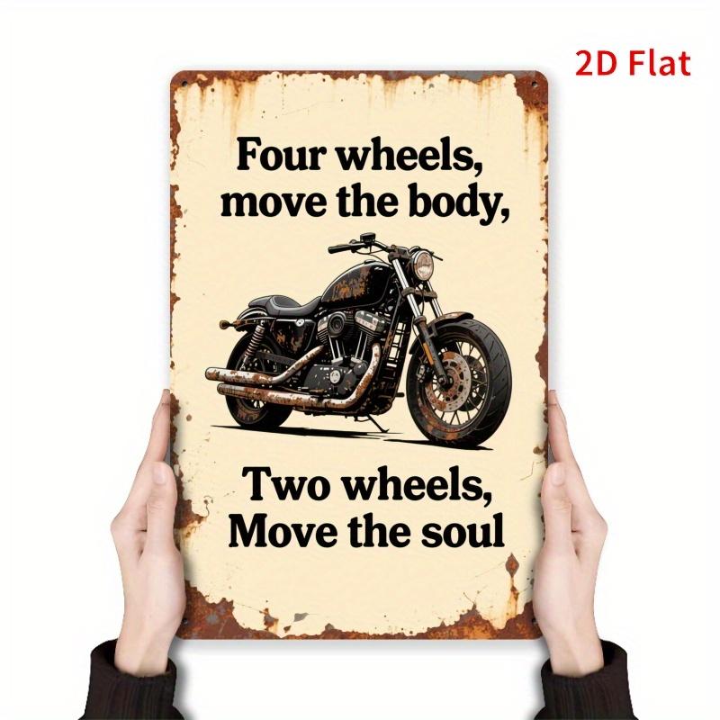 

2D Flat, 1pc Vintage Motorcycle Metal Wall Art Sign Two Wheels Move The Soul - Rustic Iron Biker Decor for Home, Office Decor 20x30cm（7.8x11.8inch）