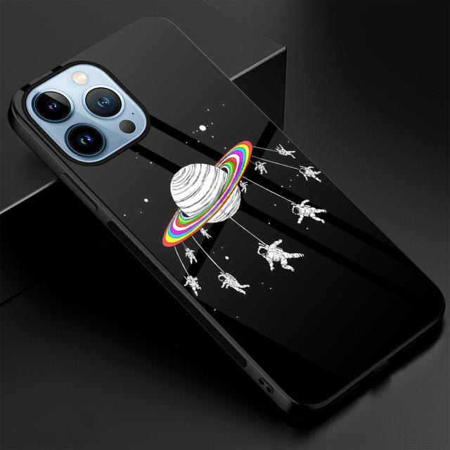 

Чехол для телефона Moon Astronaut для Iphone 14 13 12 Pro Max Mini Xs Xr X, чехол из закаленного стекла для Iphone 7 8 6s Plus Se 2022 11 Fundas For iphone 12Pro Max
