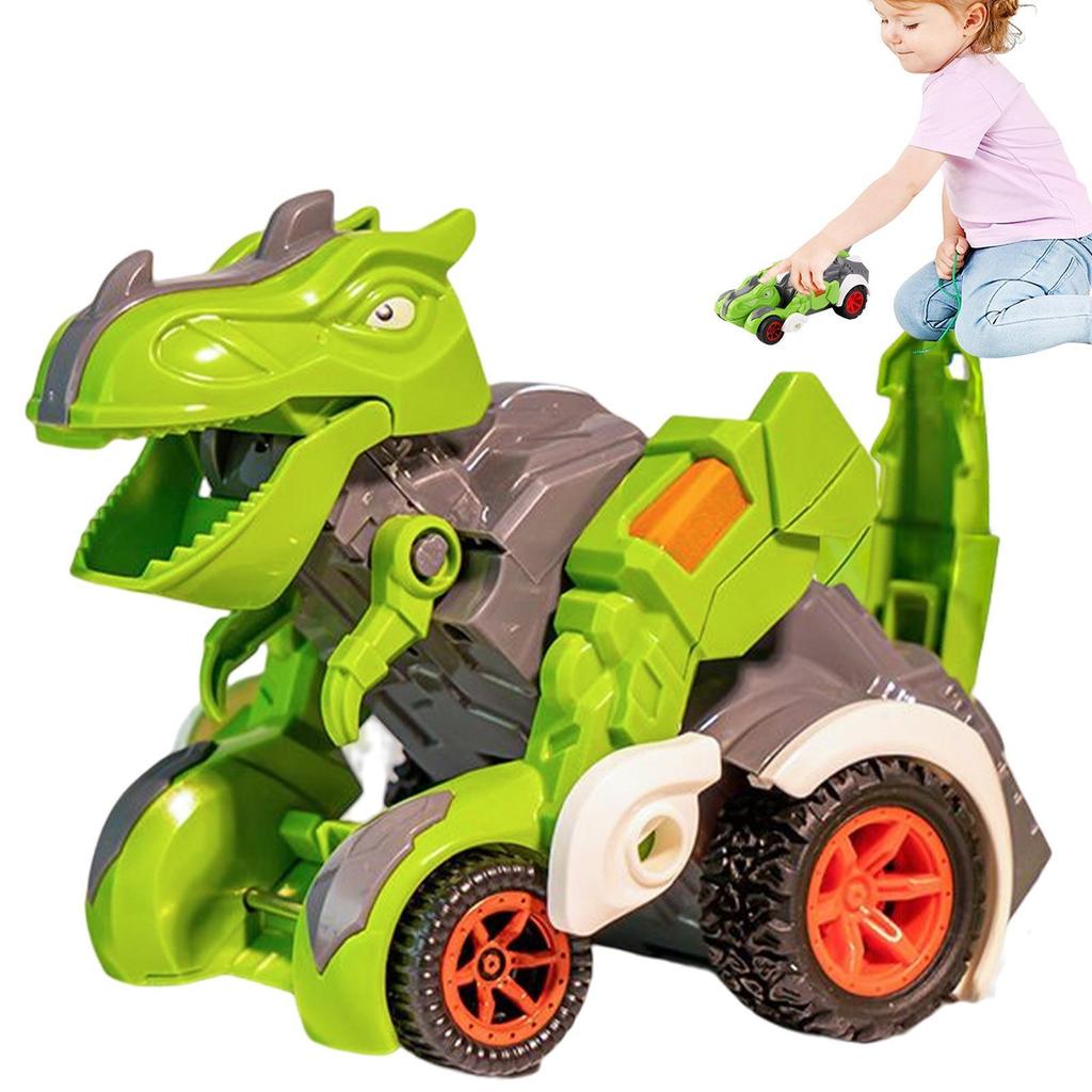 Pull Back Car Toy|Dinosaur Shape Transforming Vehicle Playsets|Friction Driving Dinosaur Carrier Ve