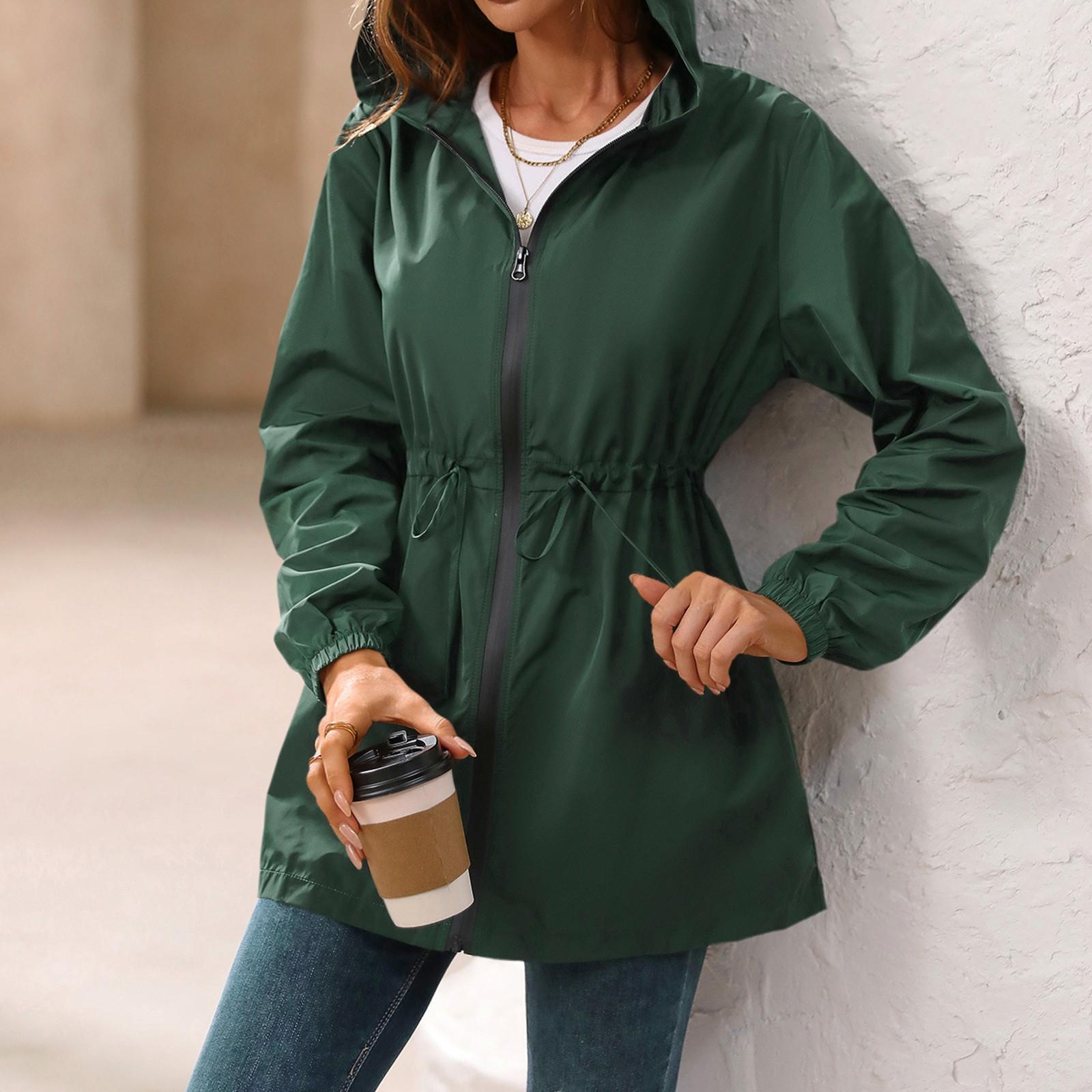 

Women S Jacket Tourism Outdoor Hiking Waterproof Rain Poncho Raincoat Hooded Rain Coat High-Quality Jackets Hiking Clothes 2XL зелений