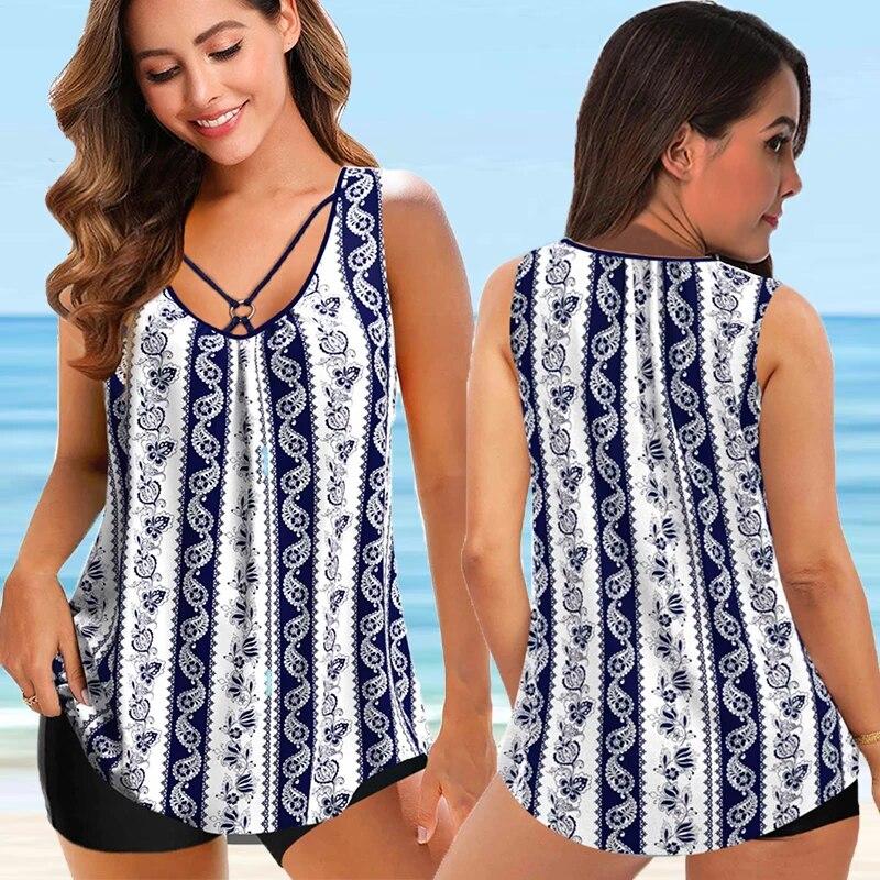 

2024 женские спортивные купальники танкини, комплект из 2 предметов, купальник большого размера, бикини из 2 предметов с принтом, большой бюст, купальные костюмы с мягкой подкладкой в ​​виде фруктов 5XL