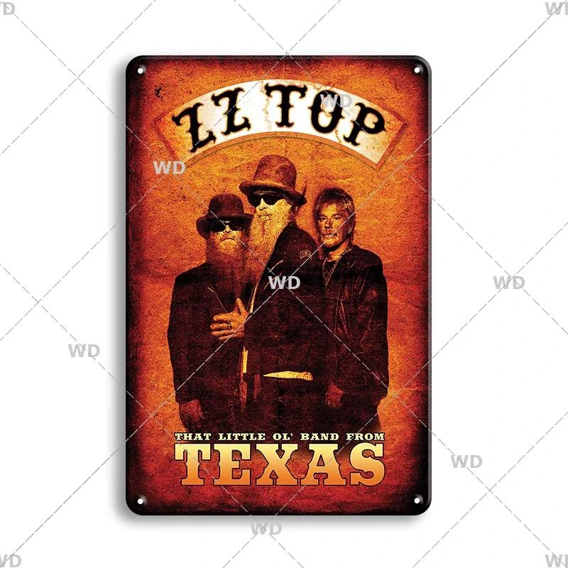 Tin Sign ZZ TOP Rock N Roll Poster Decorative Plaque Metal Signs Retro Vintagge Wall Plate For Home Club Pub Gift Wall Decor