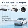 EVqiaoyi NACS to Type2 EV Adapter 32A 7KW from Tesla Pile to Type2 EV Charging Converter for EU Standard Cars