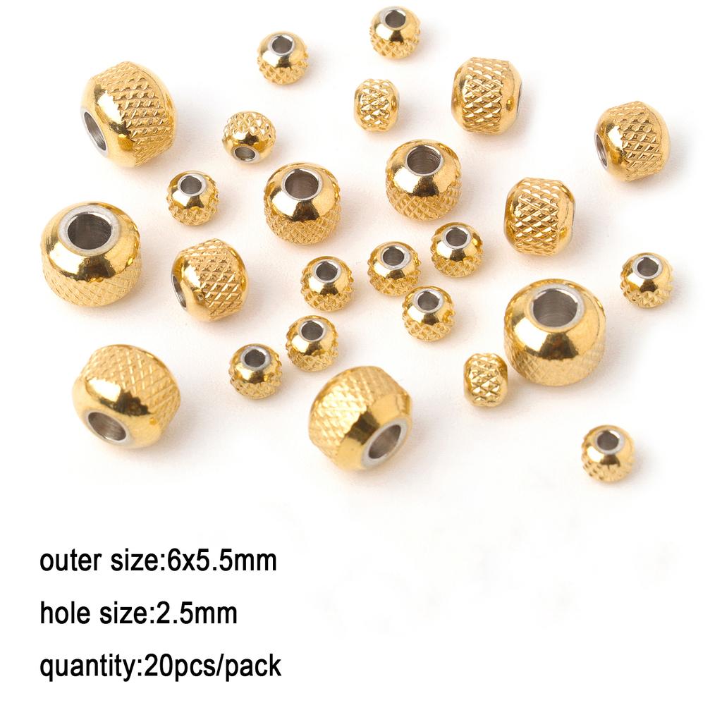 1pack Stainless Steel Loose Beads Screw Grid Oblique Straight Line Tube Shape Beads for Jewelry Making Diy Bracelet Accessories