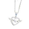 Wind Smart Love Necklace Women'S Simple Versatile Trendy Beating Heart Wings Pendant Slightly Inlaid Clavicle Chain