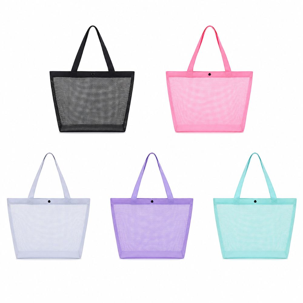 Simple Mesh Beach Bag Reusable Large Capacity Mesh Storage Bag Breathable Tote Bag Travel Grocery Swimming Organizer
