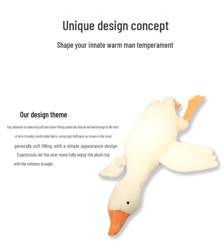 Großes weißes Gänse Plüschkissen Spielzeug - Weiche, kuschelige Stoffgans