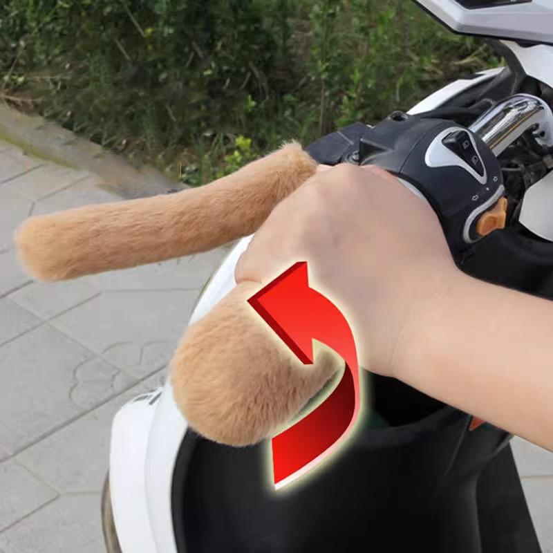 A Set Plush Grip Glove Motorcycle Handle Cover For Winter Thick Warm Handle Gloves Covers Universal Scooters Hand Warme