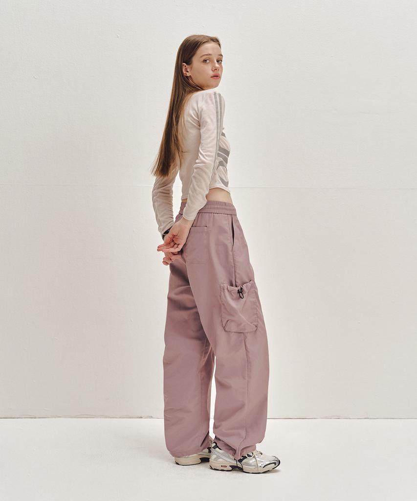 Sekeonmonollogeu Balloon Fit Nylon Cargo Carpenter Elastic Waist Pants [Dupink]_Sept062Dupink