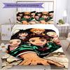 3pcs Duvet Cover Set (1*Duvet Cover + 2*Pillowcase, Without Core), Demon Slayer Print Soft All‑Season Bedding Set, Home Bedroom Decor Gift
