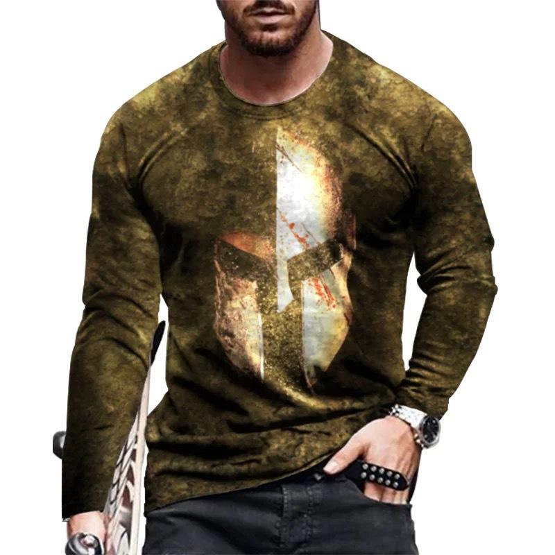 Men'S T-Shirt 3D Digital Printing Outer Wear With Long-Sleeved Casual Top