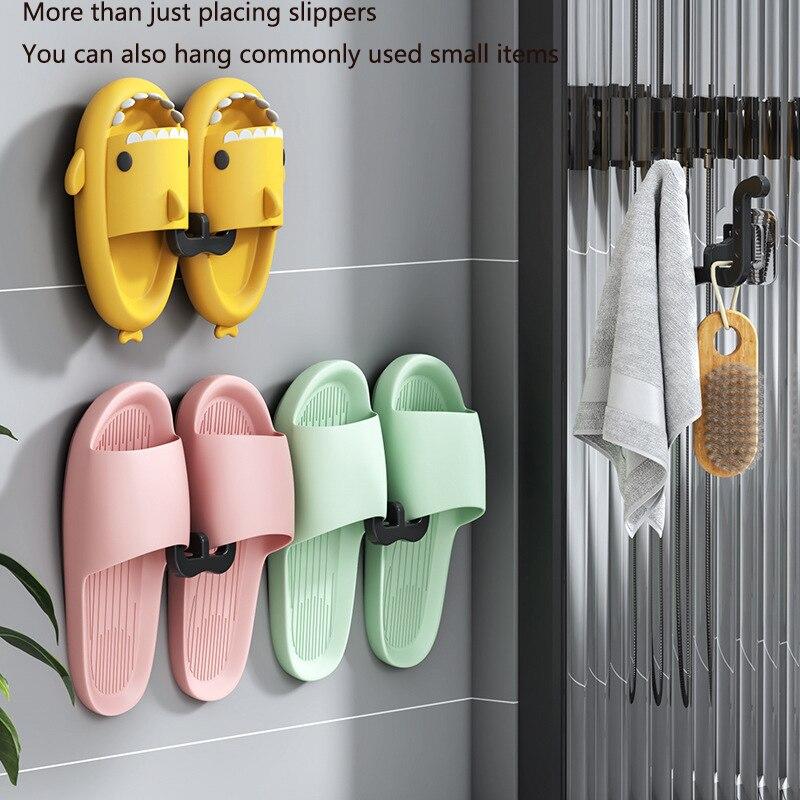 Slipper Rack Bathroom Punch Free Wall Mounted Toilet Shoes Drain Rack Bathroom Wall Sandal Rack Storage Rack