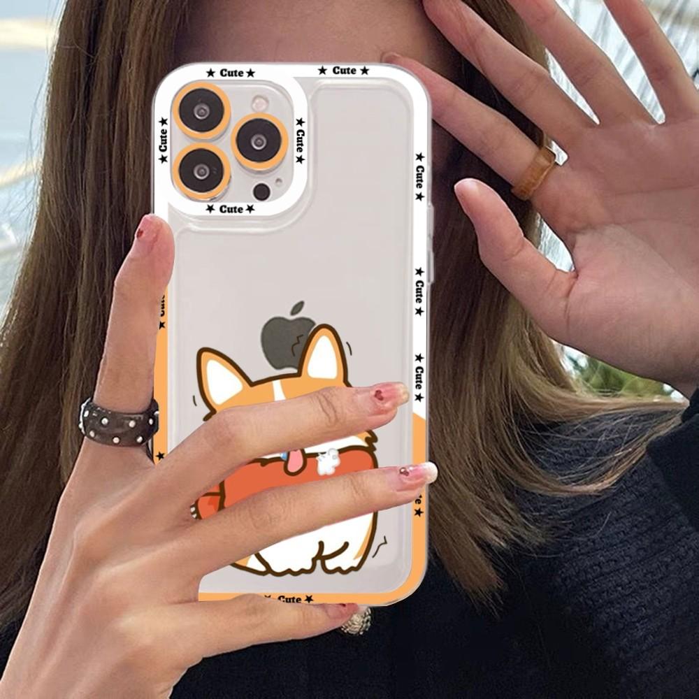 Cute Cartoon Corgi Phone Case For iPhone 15 14 13 12 11 Pro Max XS X XR Mini Protective Cover